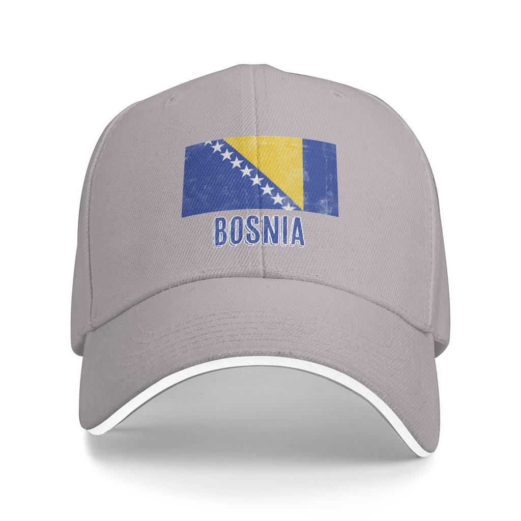 Vintage Retro Flag of Bosnia Herzegovina Grunge look Pool Party Baseball Caps Men Adult Female Beach Sun Hat Hip Hop Trucker Cap