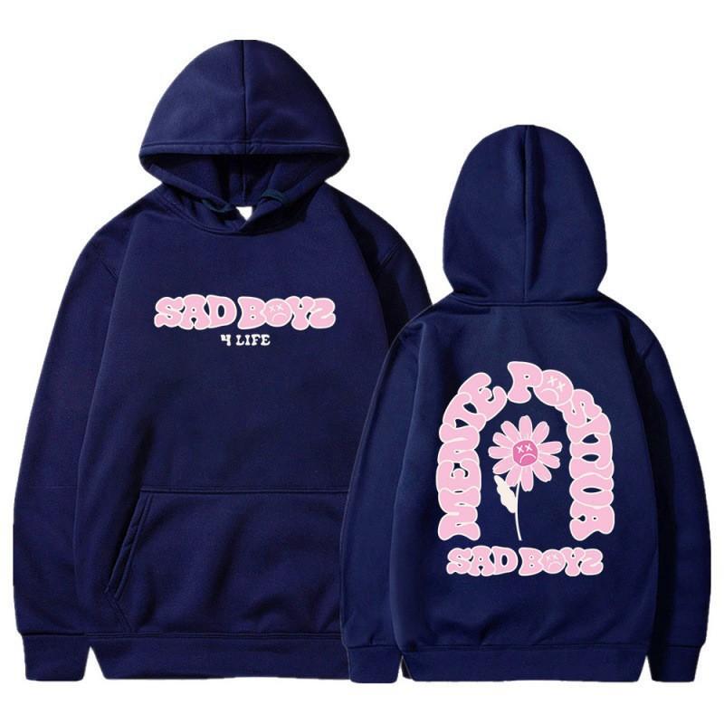 Fashionable Casual Hoodie Long Sleeves Small Floral Print Loose Winter Women's Warm Hoodie