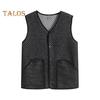 Men Waistcoat V-Neck Sleeveless Single-Breasted Vest Coat Solid Color Velvet Lined Warm Vest Jacket with Pockets
