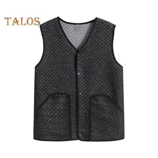 Men Waistcoat V-Neck Sleeveless Single-Breasted Vest Coat Solid Color Velvet Lined Warm Vest Jacket with Pockets