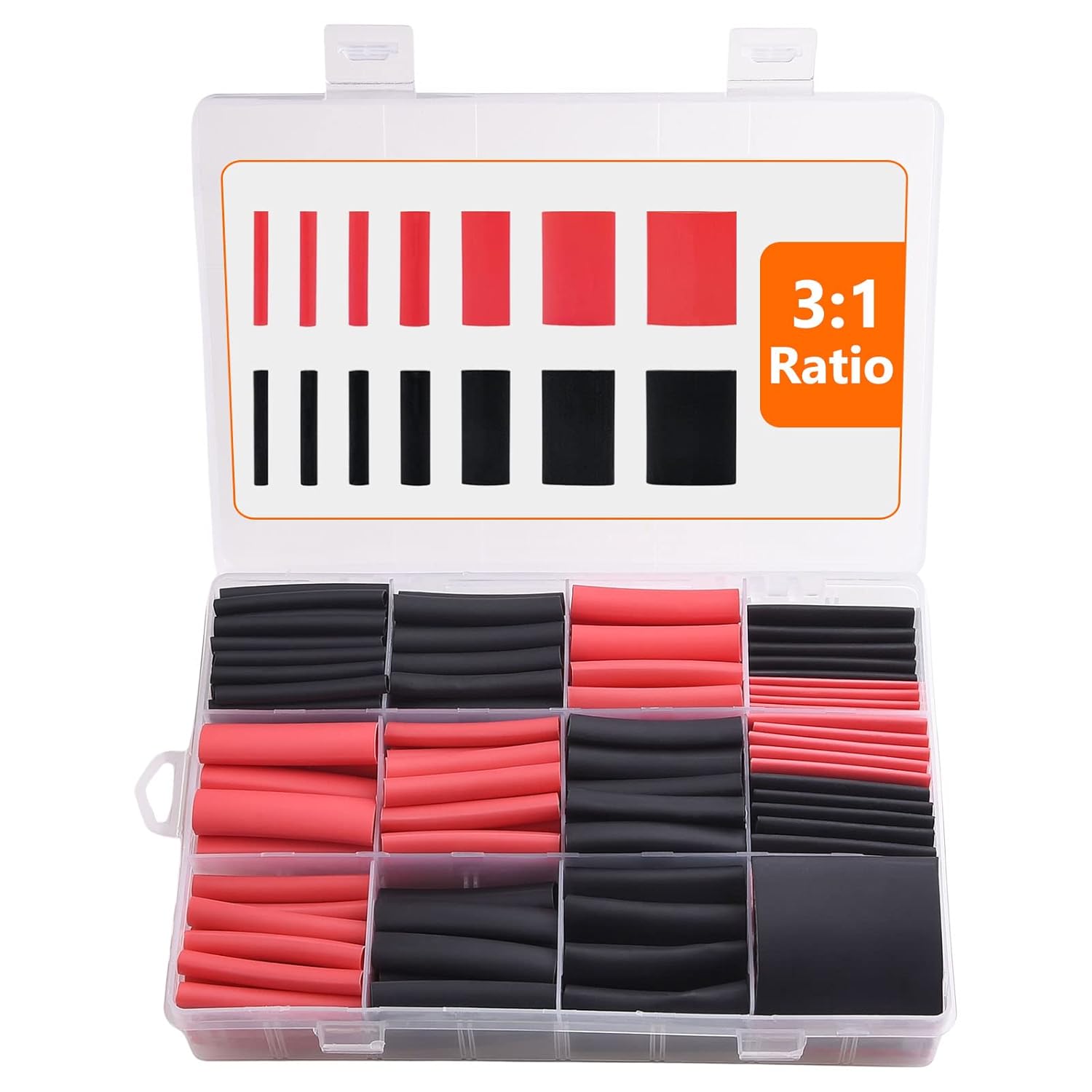 

200pcs Wire Heat Shrink Tubing Kit 3:1 Ratio Adhesive Lined, a resistant Shrink Wrap - Automotive Industrial Heat-Shrink Tubing