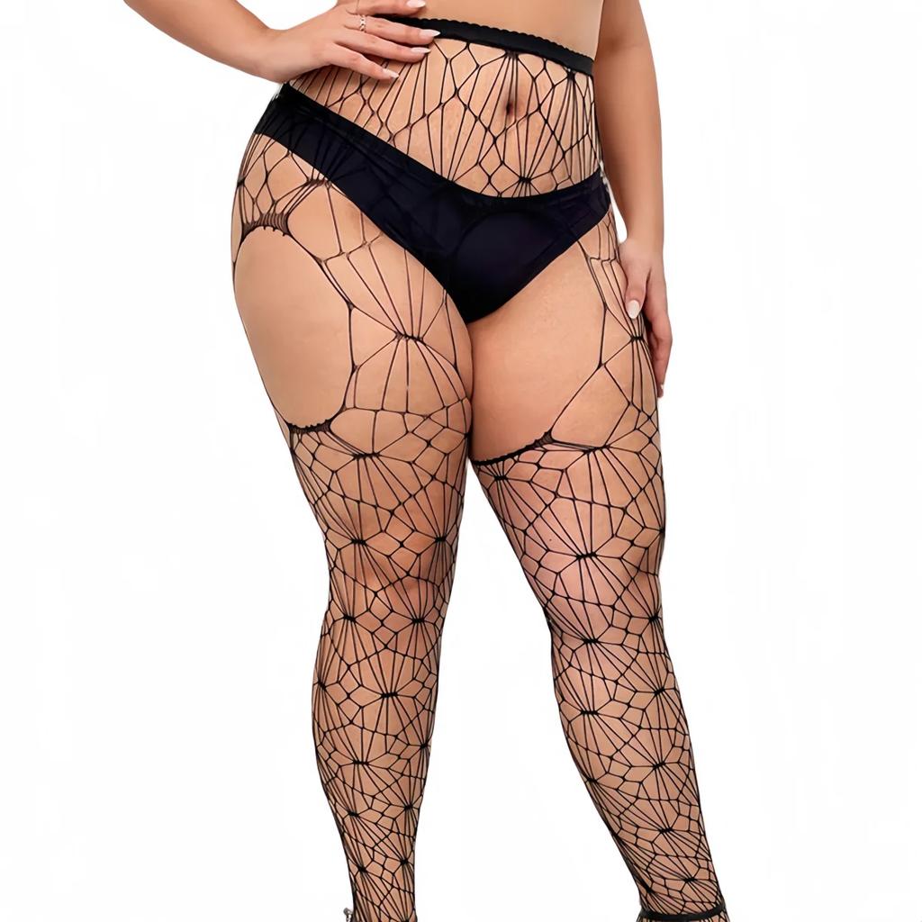 Women Plus Size Fishnet Thigh High Stockings Tights Suspender Garter Belt Lingerie Pantyhose 5XXXL