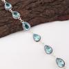 Himmelblauer Topas Edelstein 925 Sterlingsilber Schmuck Handgefertigt Damen Armband 7-9" RB-18-3