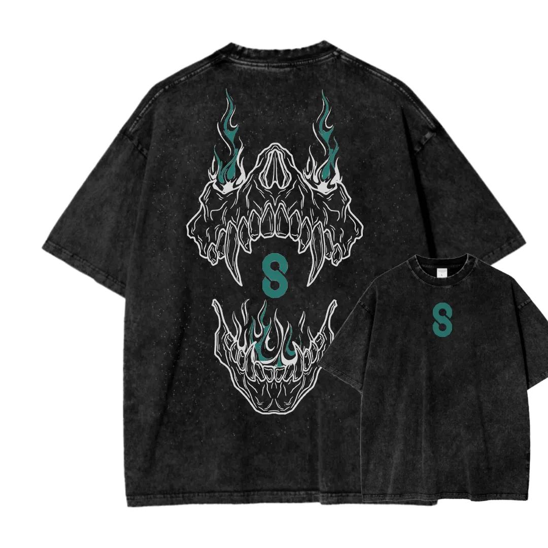 

Kaiju No. 8 Anime Graphic Tshirt Men Women Clothing Short Sleeve Cotton T-shirts Vintage Washed Tee Harajuku Male Casual T Shirt XXL чёрный