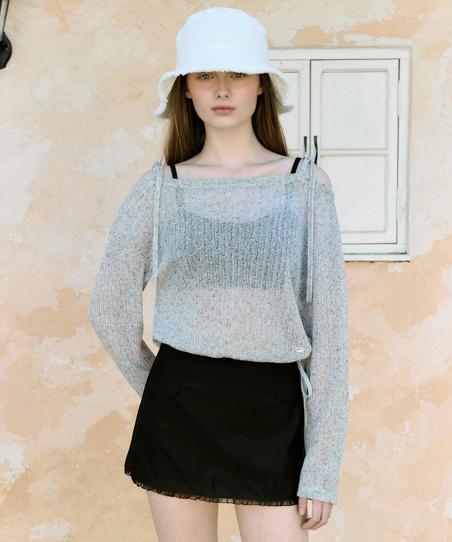 Lora Lora See-Through String Knit Gray Grey/Free