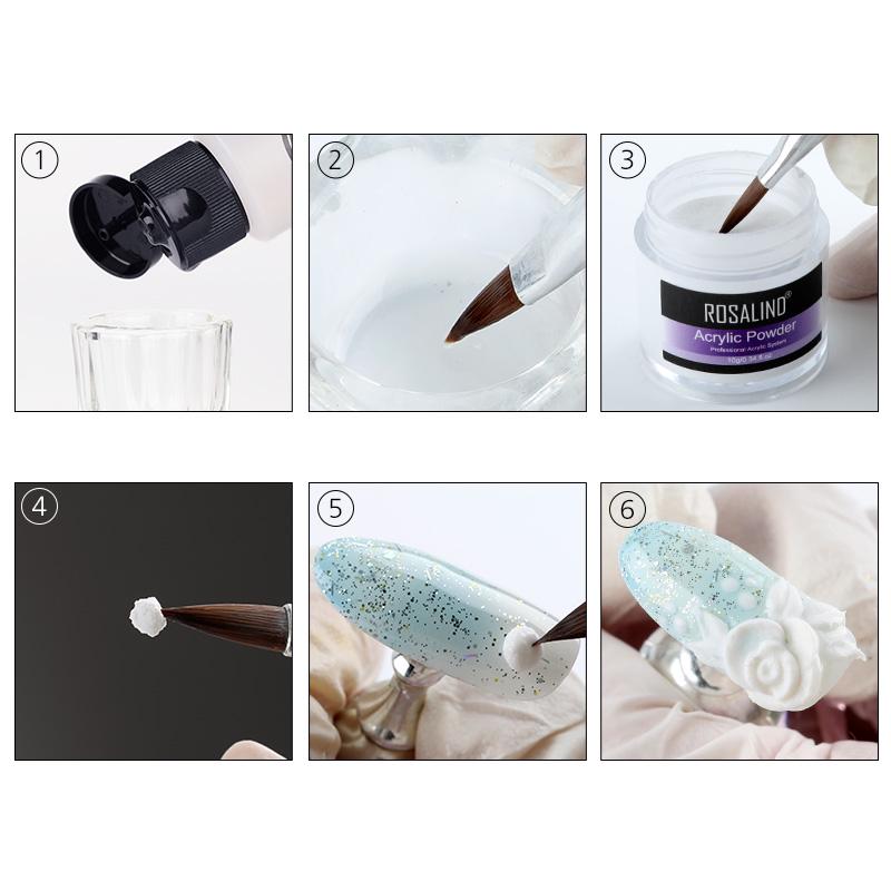 ROSALIND White Clear Pink Carve Crystal Powder Gel Acrylic Powder Set For Nail Extension Builder Tools Manicure Acrylic Nail