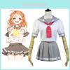 Love Live Sunshine Aqours Takami Chika Uniforme Traje de Marinheiro Fantasia Cosplay Saia Para Fãs de Anime
