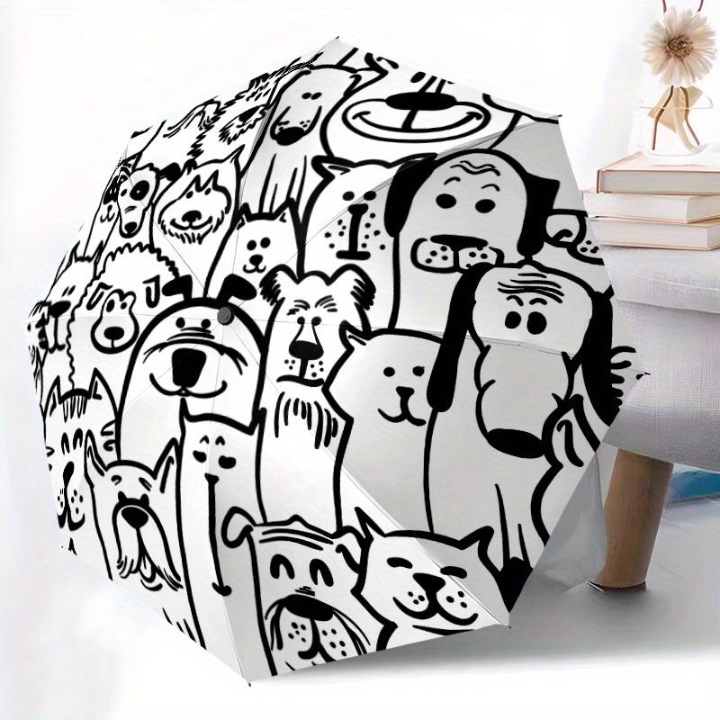 1pc Dogs, Cats Automatic Open/Close Umbrella, Umbrella with cartoon Design, Portable Compact Umbrella for Men & Women, Good Holiday Gift yy2