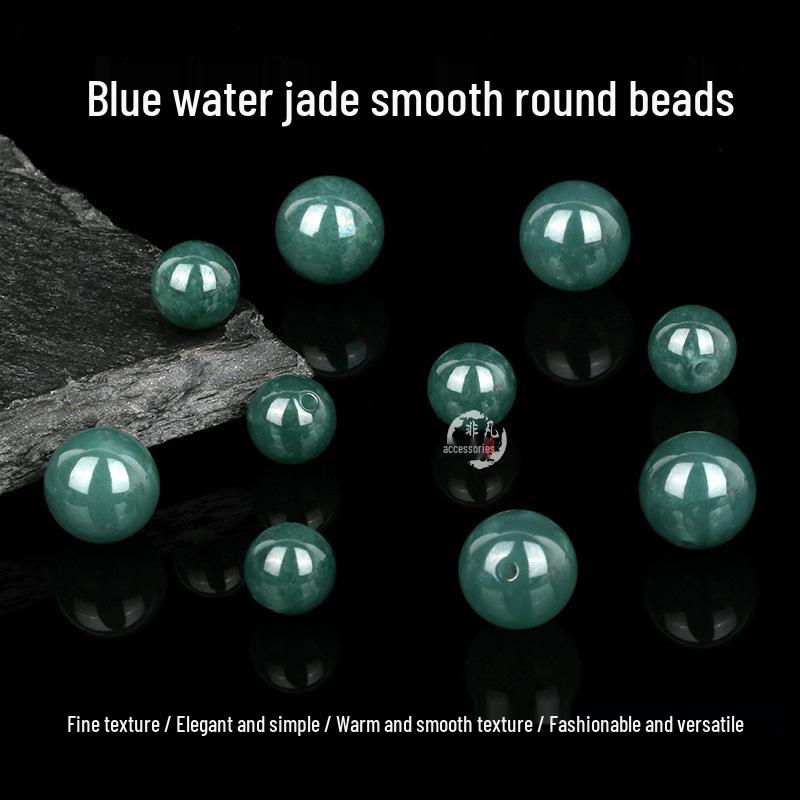 Natural Hetian Ice Blue Jade Beads for Men's/Women's Bracelets & Necklaces - High Ice Grade