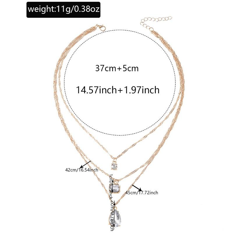 Fashion Irregular Water Drop Gem Necklace, Simple and Versatile Light Luxury Multi-layer Stacked Sweater Chain Necklace