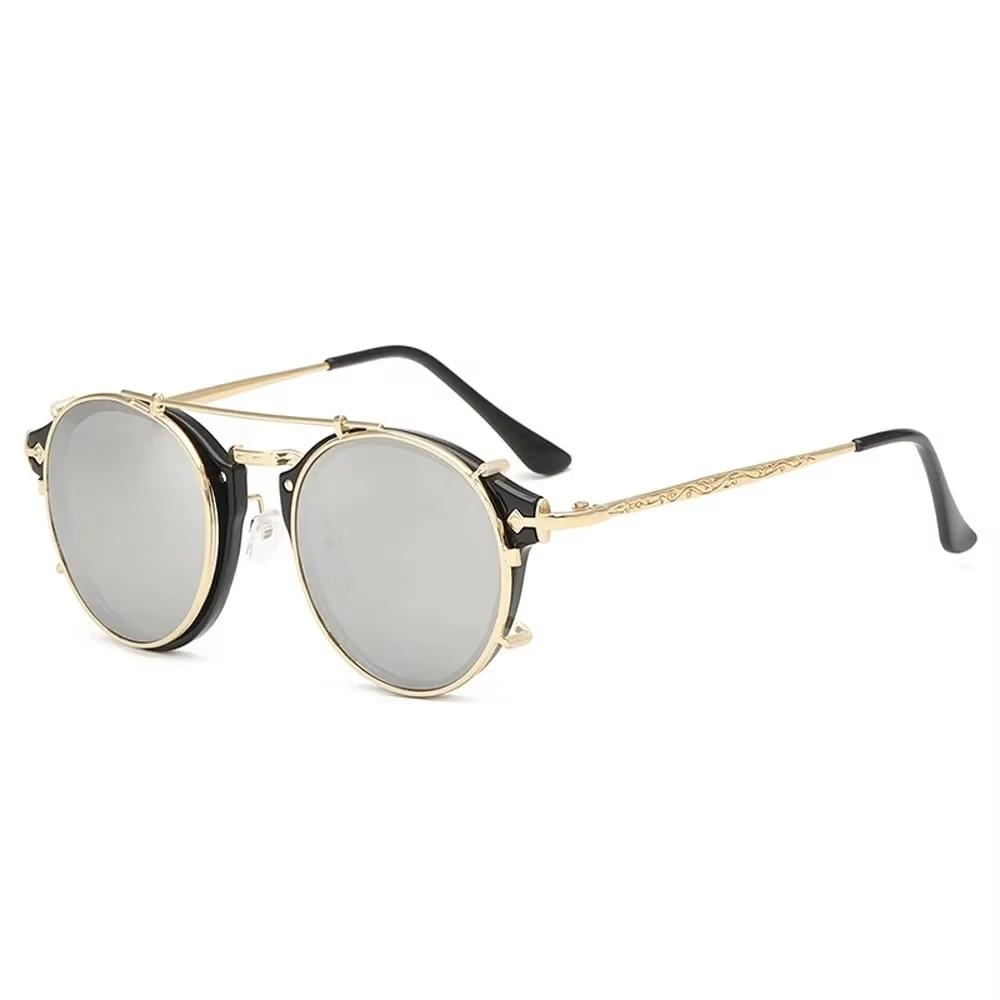 Vintage Round Sunglasses for Men and Women – Classic Gothic Style Steampunk Sun Glasses with UV400 Protection