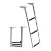 Boat Ladder, 3 Steps, Stainless Steel Telescoping Folding Swim Deck Ladder for Rear Entry Inboard