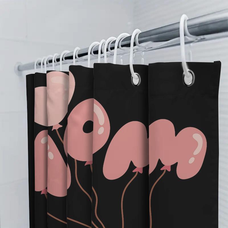 Mom Balloon Print Shower Curtain For Bathroom Decor W60H190(CM)-1 Pcs