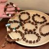 Handmade Natural Coffee Bean Bracelet Elastic Coconut Chip Wood Chip Braided Hand Decoration Bracelet For Women