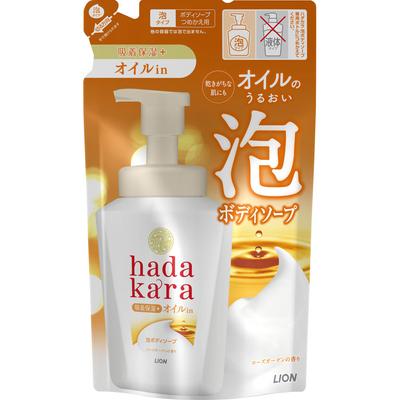 Hadakara Körperseife, Schaum, Öl-in-Typ, Nachfüllpackung, 420 ml, Schaumtyp, 2–5 Sprühstöße der Körperseife verwenden. Befeuchten Sie Ihre Haut und verwenden Sie eine angemessene Menge auf Ihrem