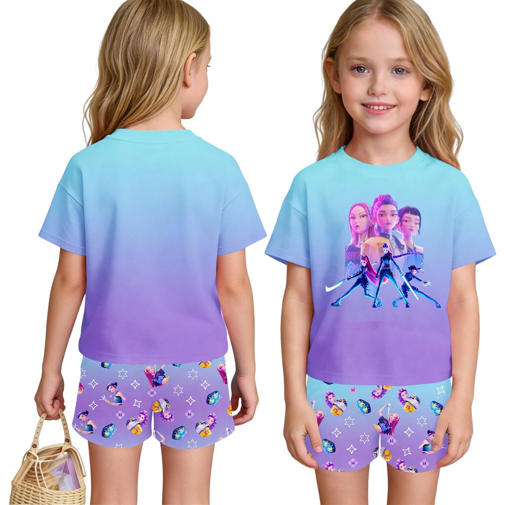 Children's Casual Short Sleeve And Shorts Letter Print Set