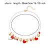 Playful Cherry Strawberry Heart Pendant Necklace With Margarite Details Flexible Chain Design Ideal For Layering