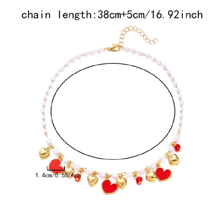 Playful Cherry Strawberry Heart Pendant Necklace With Margarite Details Flexible Chain Design Ideal For Layering