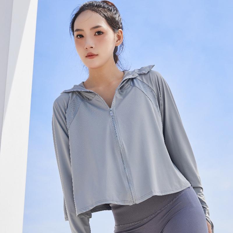 Women's UPF50+ Black Glue Hooded Ice Silk UV Protection Sunscreen Clothing