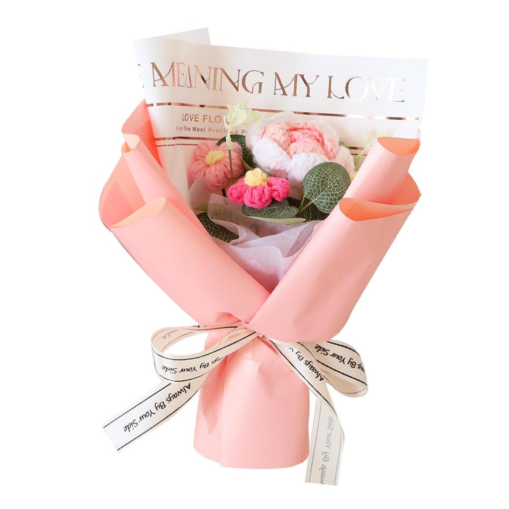 Knitted Flower Bouquet Home Decoration Hand Woven Knitting Flower for Thanksgiving Day Anniversary Birthday Wedding Grandma