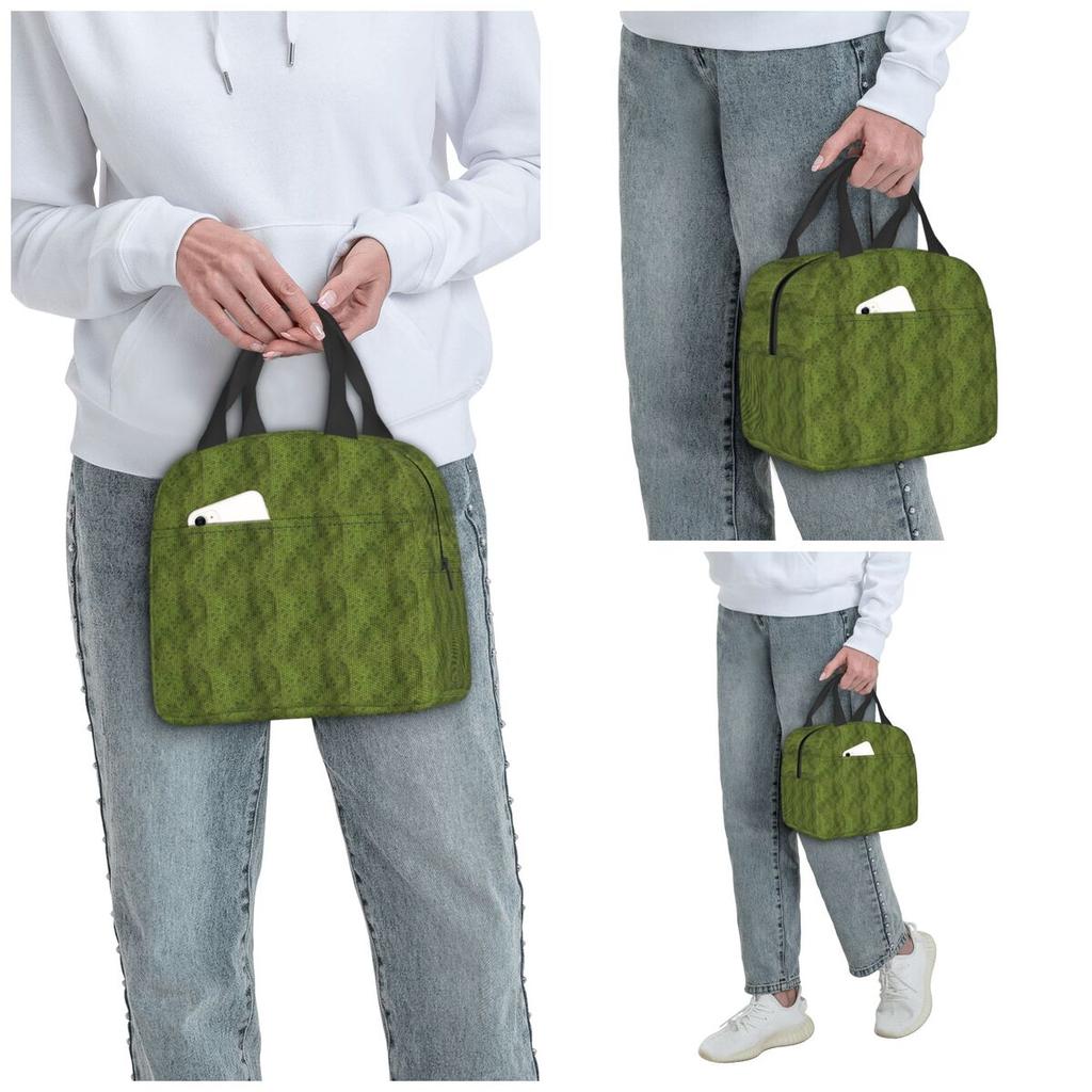 Green Lizard Skin Pattern Design Insulated Lunch Bag for Kids School Cooler Thermal Food Box Tote Portable Lunch Boxes Container