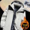 Unisex Winter Velvet-Lined Cotton Jacket with Detachable Hood