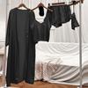 Female Sleepwear Pajamas Three-Piece Set Spring Summer Kimono Bathrobe Strap Top&Shorts Pijamas Suit Sexy Loose Satin Home Wear