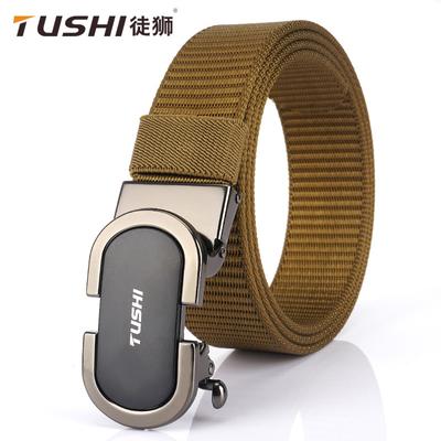 New Men'S Commuting Belt With Automatic Buckle Nylon Waistband, Outdoor Leisure Versatile Double-Layer Thick Belt