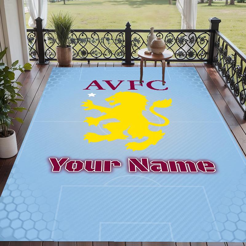Custom Text Printed Rug Aston Villa Non Slip Floor Carpet For Home Room Decor