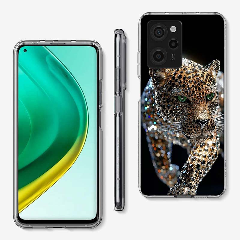 Cheetah and Illusion Diamond Gem Cover Phone Case For Xiaomi Poco M8 M7 M6 M4 M3 X7 X6 X4 Pro F7 Ultra M5S Mi 14 14T 15 15T 12T