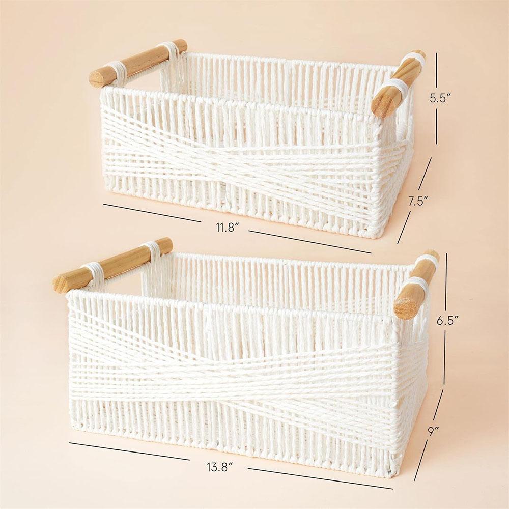 

Wicker Storage Baskets for Organizing, Decorative Hand Woven Basket Organizers for Makeup Books Shelves Living Room