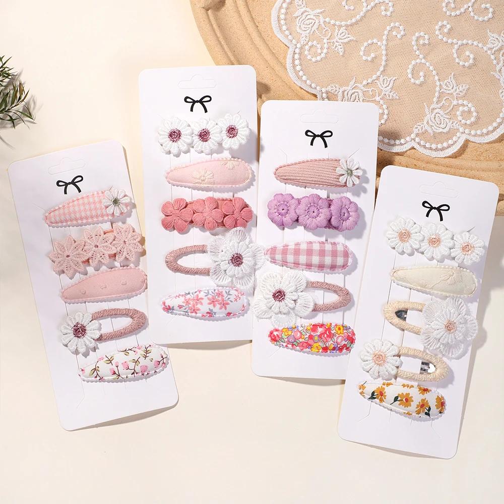 New 5Pcs BB Clips Set for Kids Hair Accessories Sweet Printe Hairbangs Hairclip Girls Barrette Ins Style Daisy Hairpin Ornaments