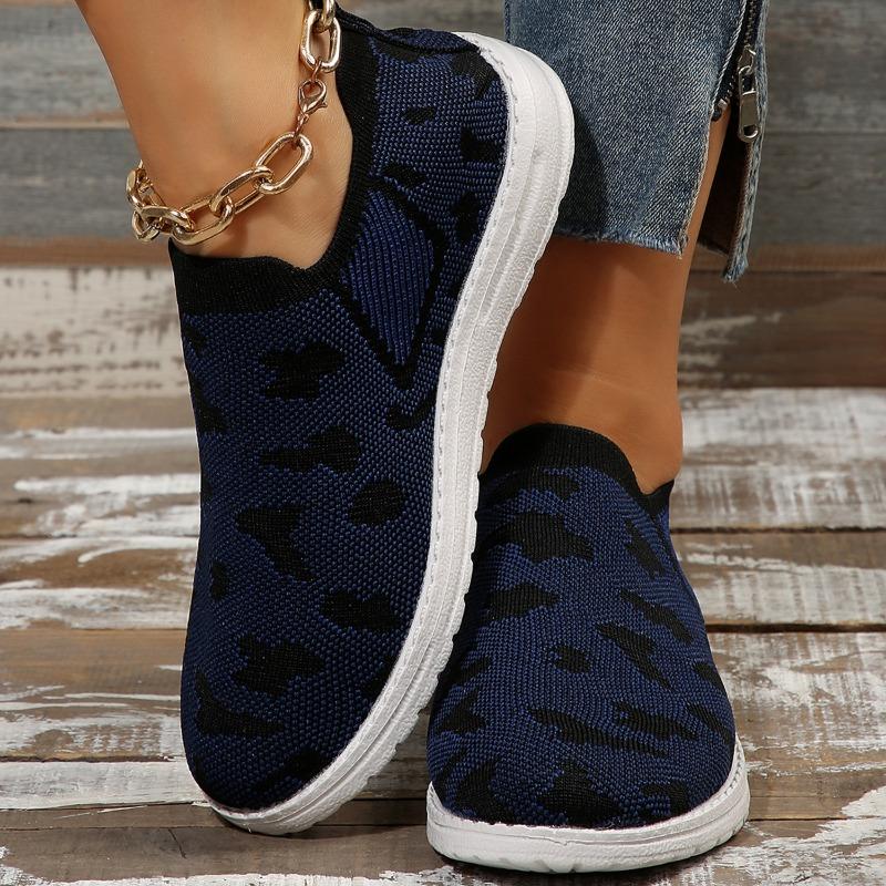 

2024 Summer Mesh Knitted Flats Shoes for Female Shoes Casual Sneakers Woman Breathable Soft Sole Loafers Zapatos De Mujer