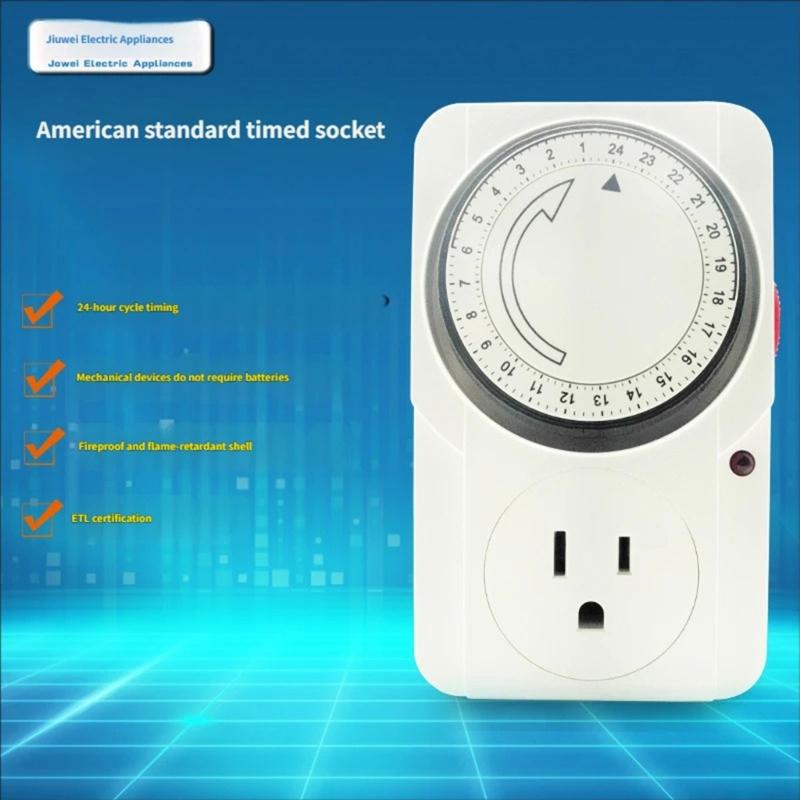 24 Hour Cyclic Timer Switches Programmable Mechanical Timer Universal Timing Socket for Aquariums, Grow Light Enduring