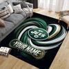 Custom Name New York Jets Flannel Pattern Square Carpet,Area Rug,Carpet Rug for Living Room Bedroom Sofa Playroom Decor,Non-slip Floor Mat