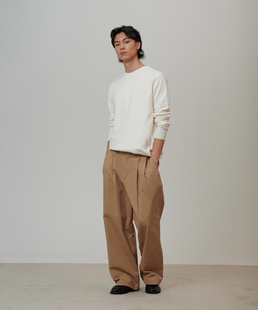 PINBLACK (Men) Classic Cotton Double-Pleat Chino Pants Beige