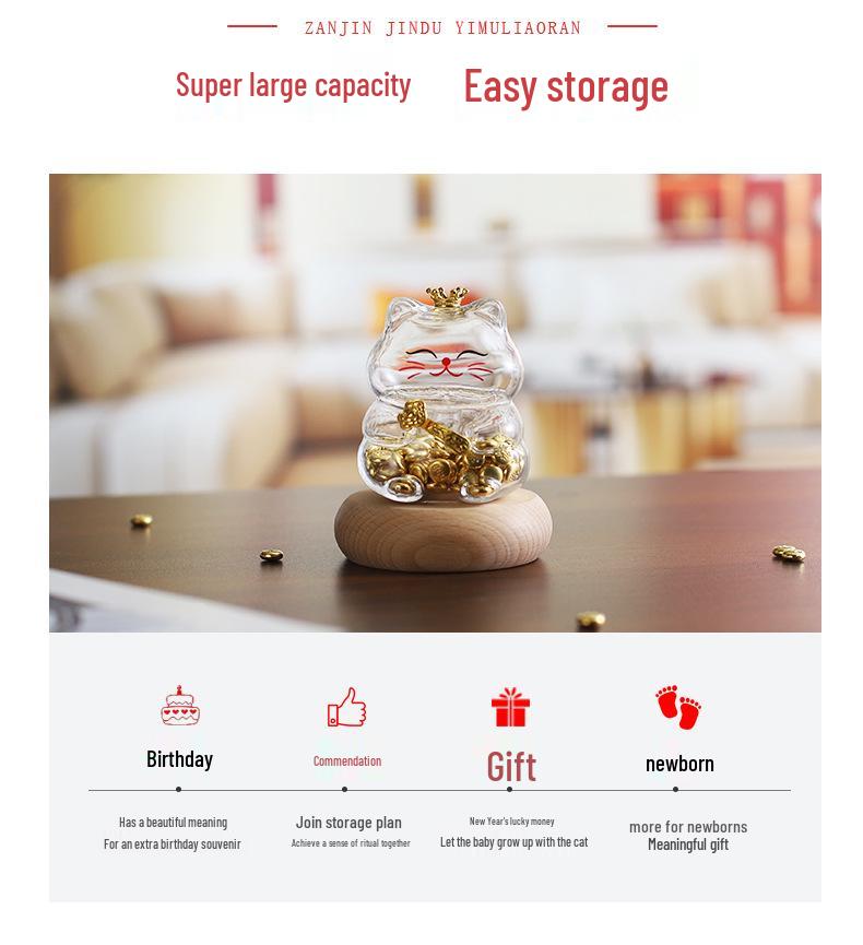 Mini Ruyi Cat Wishing Bottle Piggy Bank for Gold Bars & Sunflower Seeds