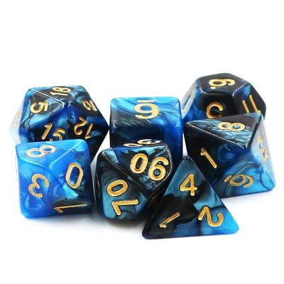 7 יח'\חבילה כחול שחור Polyhedral קוביות רב צדדי כפול צבעים דיגיטלי קוביות D4 D6 D8 D10 D% D12 D20 בידור שולחן משחק קוביות