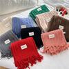 Fashion Thick Wool Knitted Scarves Plain Solid Tassel Shawls And Wraps Pashmina Stole Perfect For Autumn & Winter Style 166*30Cm