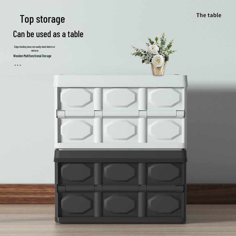 2025 Large-Capacity Multifunctional Wood Grain Folding Storage Box for Outdoor Camping