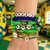2026 Football Bracelet Set For Soccer Fan With Team Color And Football Charm Elastic Wristband