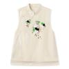 White Beaded Embroidery Vest with Stand-up Collar Shirt and Skirt - New Chinese Style Suit for Women, NZ019