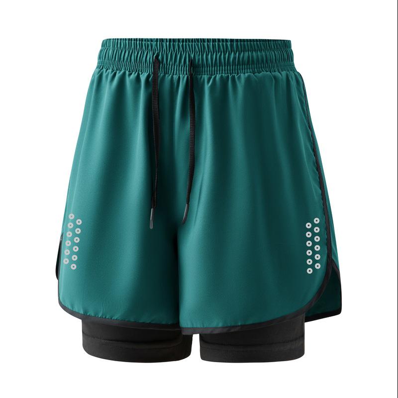 Unisex Quick-Dry Fake Two-Piece Summer Sports Shorts, Anti-Exposure, Running Three-Quarter Style