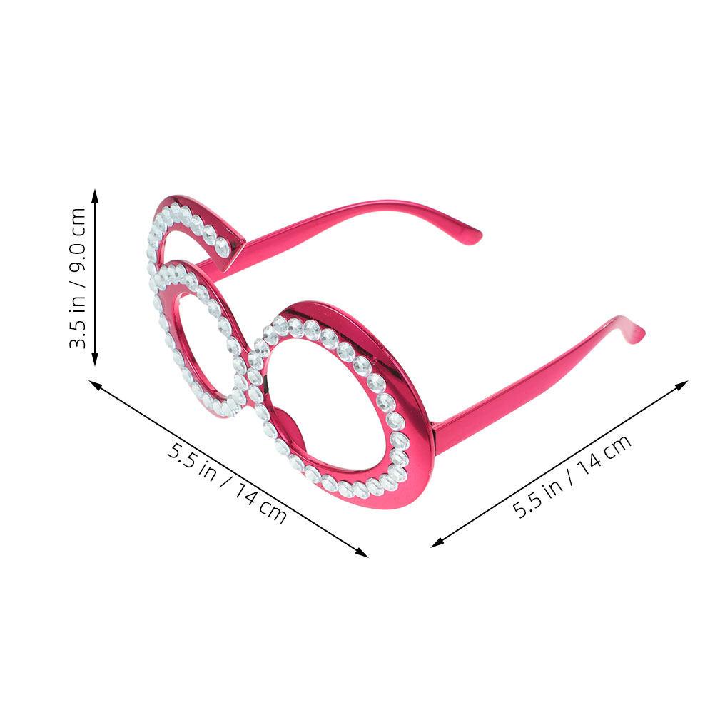 2Pcs Birthday Number Glasses Rhinestone Eyewear Party Supplies Photo Booth Props Celebration Accessories for Adults 60Th