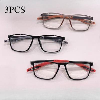 3PCS TR90 Sport Reading Glasses Men Ultralight Anti Blue Light Presbyopia Eyeglasses Men's Hyperopia Optical Eyewear Diopters