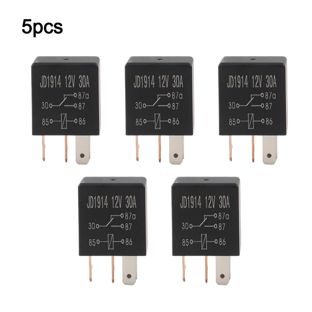 Multipurpose 5 Pin 30A 12V Automotive Relay Set of 5 Suitable for Control of Fans Horns Starters and Lights In For Cars