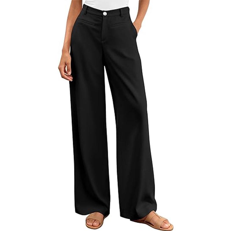 European-American High-Waisted Wide-Leg Women's Suit Pants - Simple Drapey Style for Spring/Summer Business Casual