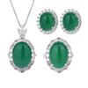 Jewelry Ice Seed Fluorescent Denier-Shaped Green Chalcedony Light Body Jade Pendant Three-Piece Set Main 13 * 18-10 * 12