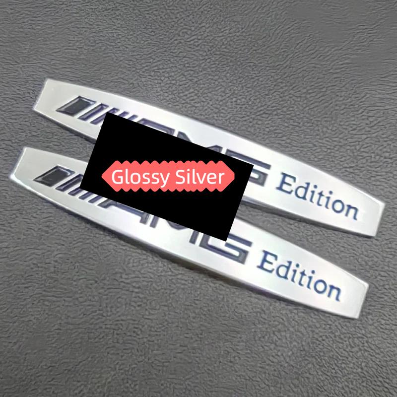 

2pcs Metal A+M-/G Edition Emblem Sticker Car Fender Badge for A B C E S ML GL W176 W177 W203 W204 W211 Accessories AMG-Glossy Silver