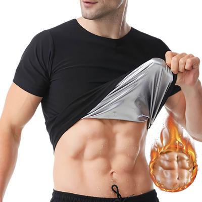 Camisa de sauna para hombres Traje de sauna de manga corta Polímero caliente Sudor Body Shaper Chaleco de entrenamiento de cintura Ejercicio de gimnasio Camiseta adelgazante Top de entrenamiento Fajas